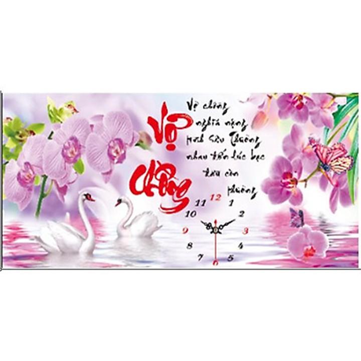 Tranh thêu vợ chồng thiên nga hoa ngọc lan LV3498 - kích thước: 63 * 33cm.