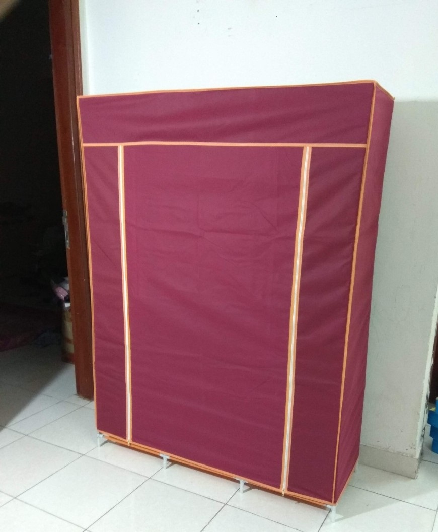 Tủ vải quần áo loại 2 buồng 6 ngăn, khung thép không gỉ - loại cửa 2 khóa- hàng Việt Nam