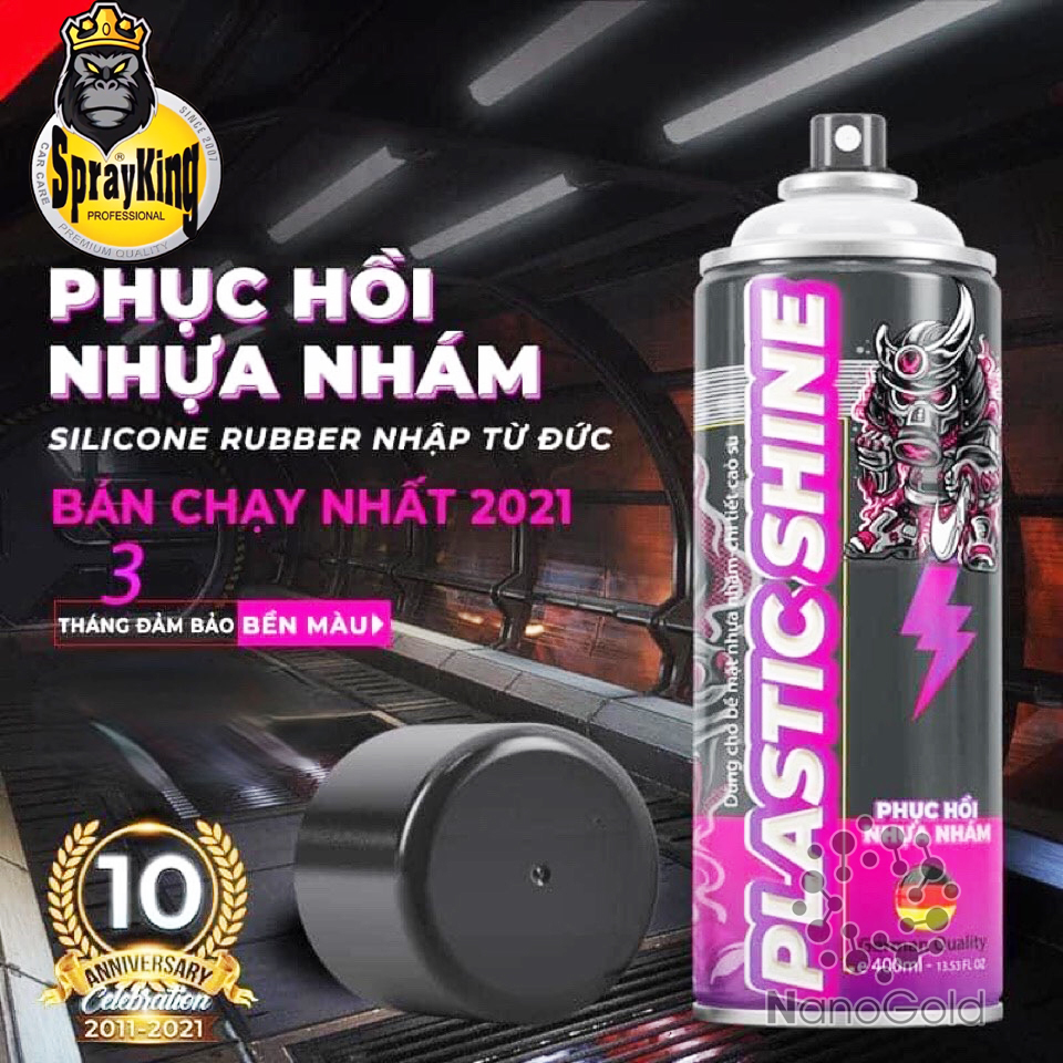 [SỐ ZÁCH] Chai Xịt Phục Hồi Nhựa Nhám Plastic Shine Sprayking 400ml Làm Bóng Sáng Tái Tạo Màu Cho Nội Thất Da Ôtô Làm Bóng Các Chi Tiết Xe Máy-Ôtô… Ecoshine