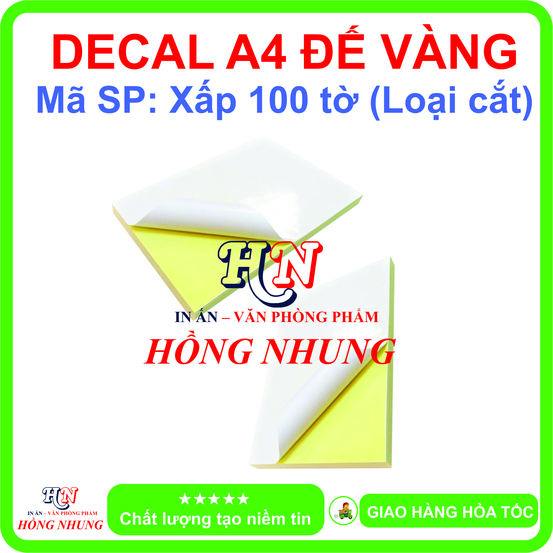 [HỒNG NHUNG] Xấp 100 tờ Decal A4 Đế Vàng (loại cắt), chất lượng và tiết kiệm