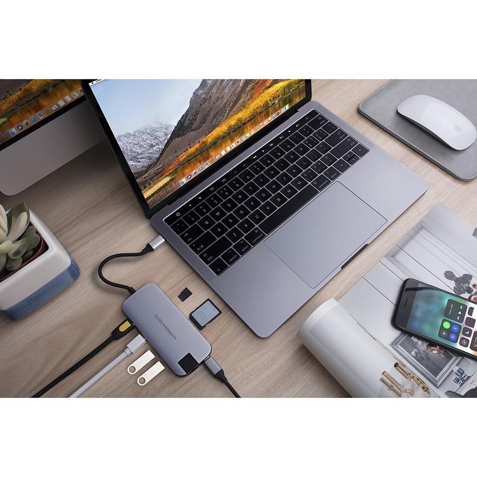 Cổng chuyển HyperDrive Slim 8-in-1 USB-C HUB cho Macbook &amp; Devices -  Hàng Chính Hãng