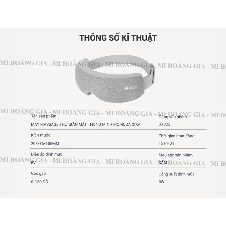 Máy Massage Mắt XIAOMI Momoda SX322 360 Độ, Tích Hợp Nghe Nhạc, Công Suất 5W - Hàng Chính Hãng