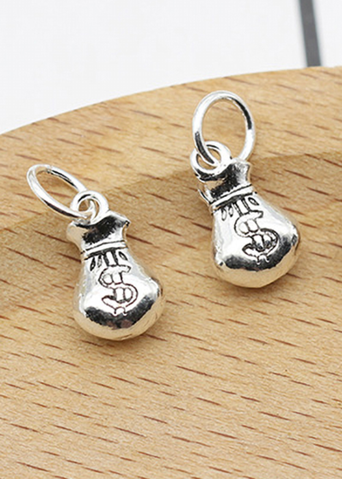 Combo 2 cái charm bạc hình túi tiền treo - Ngọc Quý Gemstones