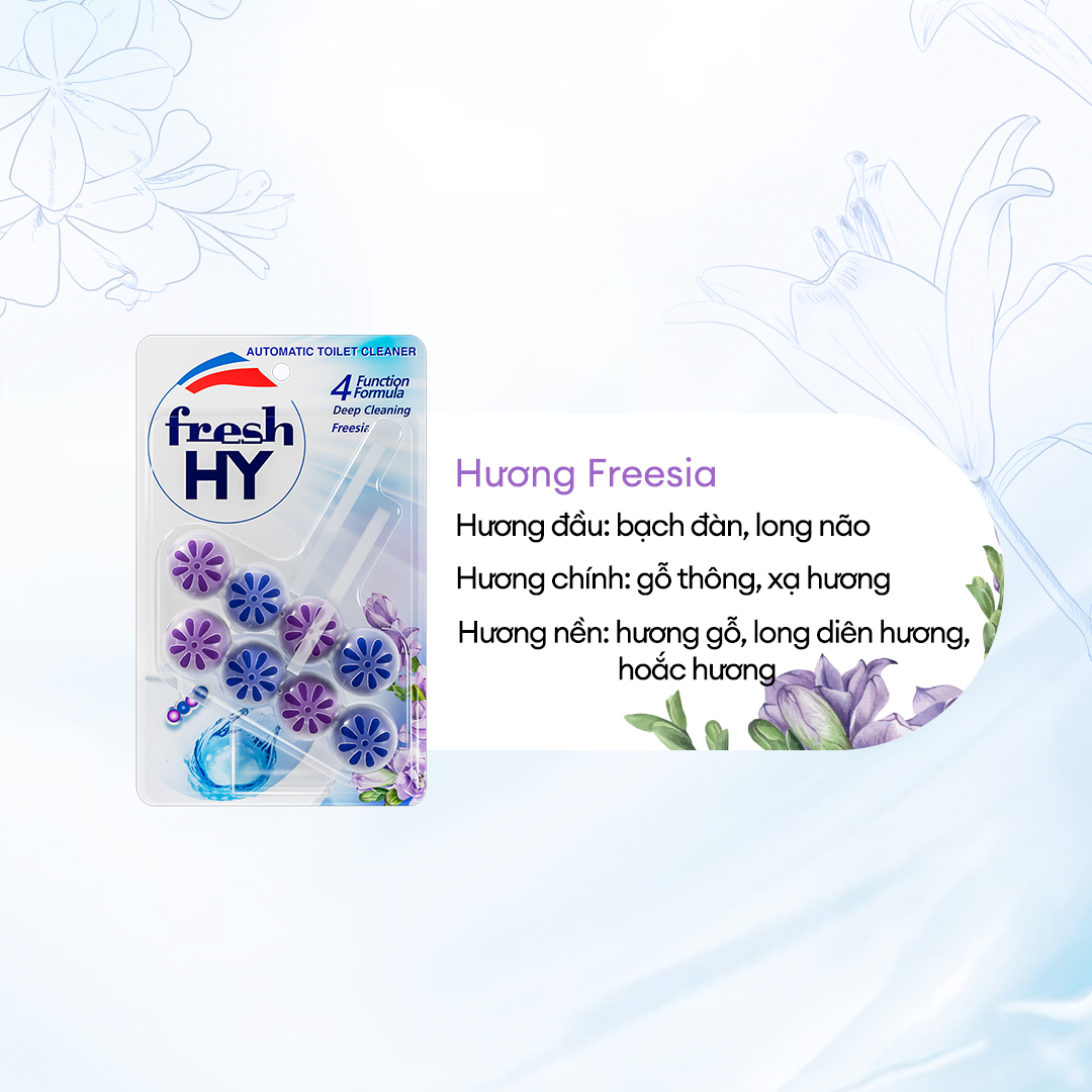 Viên Tẩy Bồn Cầu Fresh HY 350 Lần Xả, Làm Sạch Khuẩn &amp; Ngăn Ngừa Mảng Bám, Khử Mùi Và Lưu Hương Thơm Mát (2 Vỉ Treo)