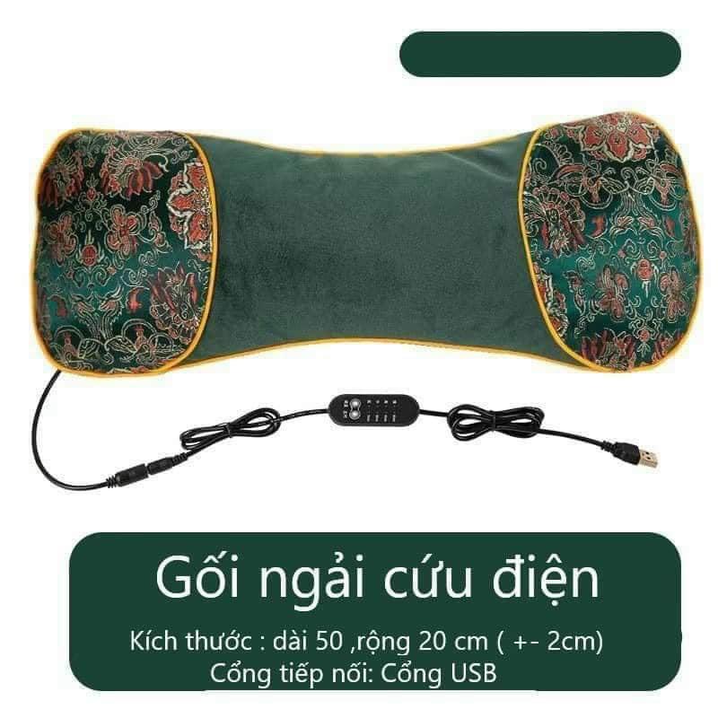 Gối Ngải Cứu Cổ Vai Gáy Cắm Điện Sưởi Ấm Giúp Giảm Đau Vai Gáy Cổ, Gối Kê Cổ Thảo Dược Hương Thơm Giao Màu Ngẫu Nhiên