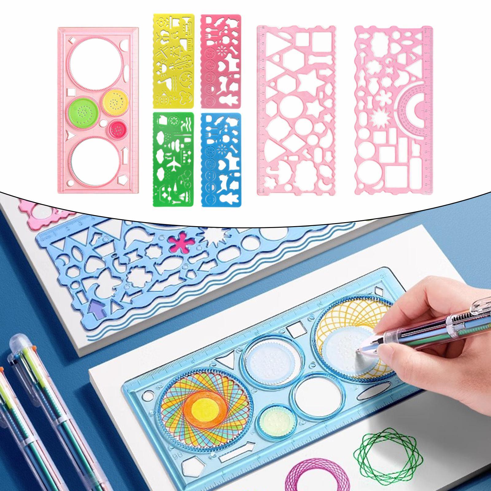 7x Drawing Stencils Set Geometry Rulers for School Office Supplies Designing