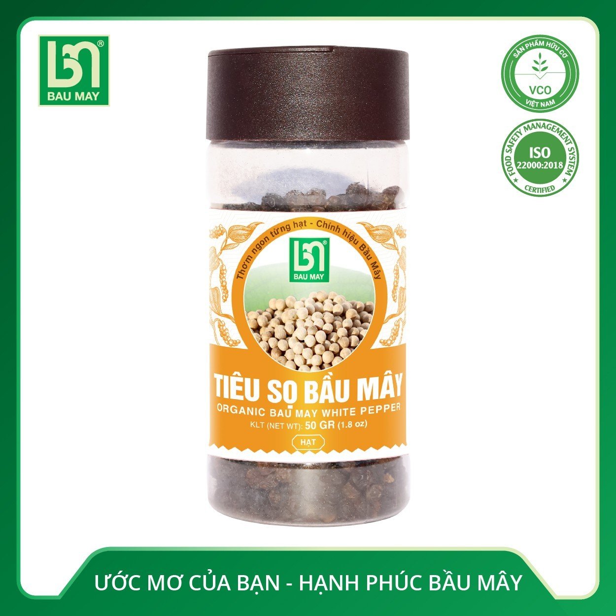 Tiêu sọ Bầu Mây hữu cơ 50g - hạt tiêu chắc đều không bị lép, 100% nguyên liệu organic
