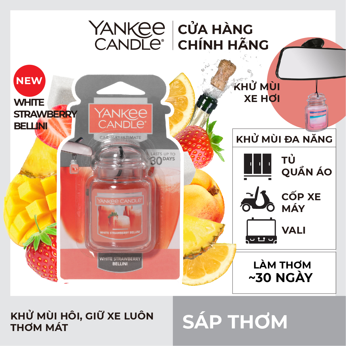 Sáp thơm xe Yankee Candle - White Strawberry Bellini