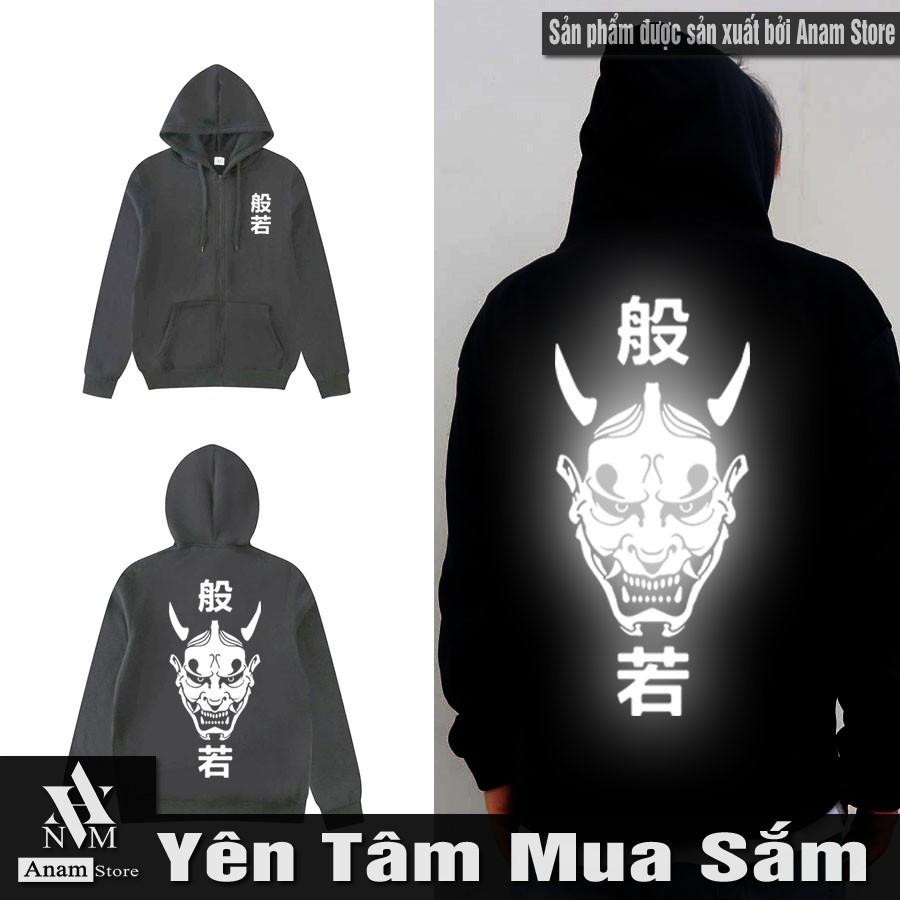 Áo hoodie dây kéo, Vải Nỉ, Nam Nữ Phản Quang Oni 07, Anam Store