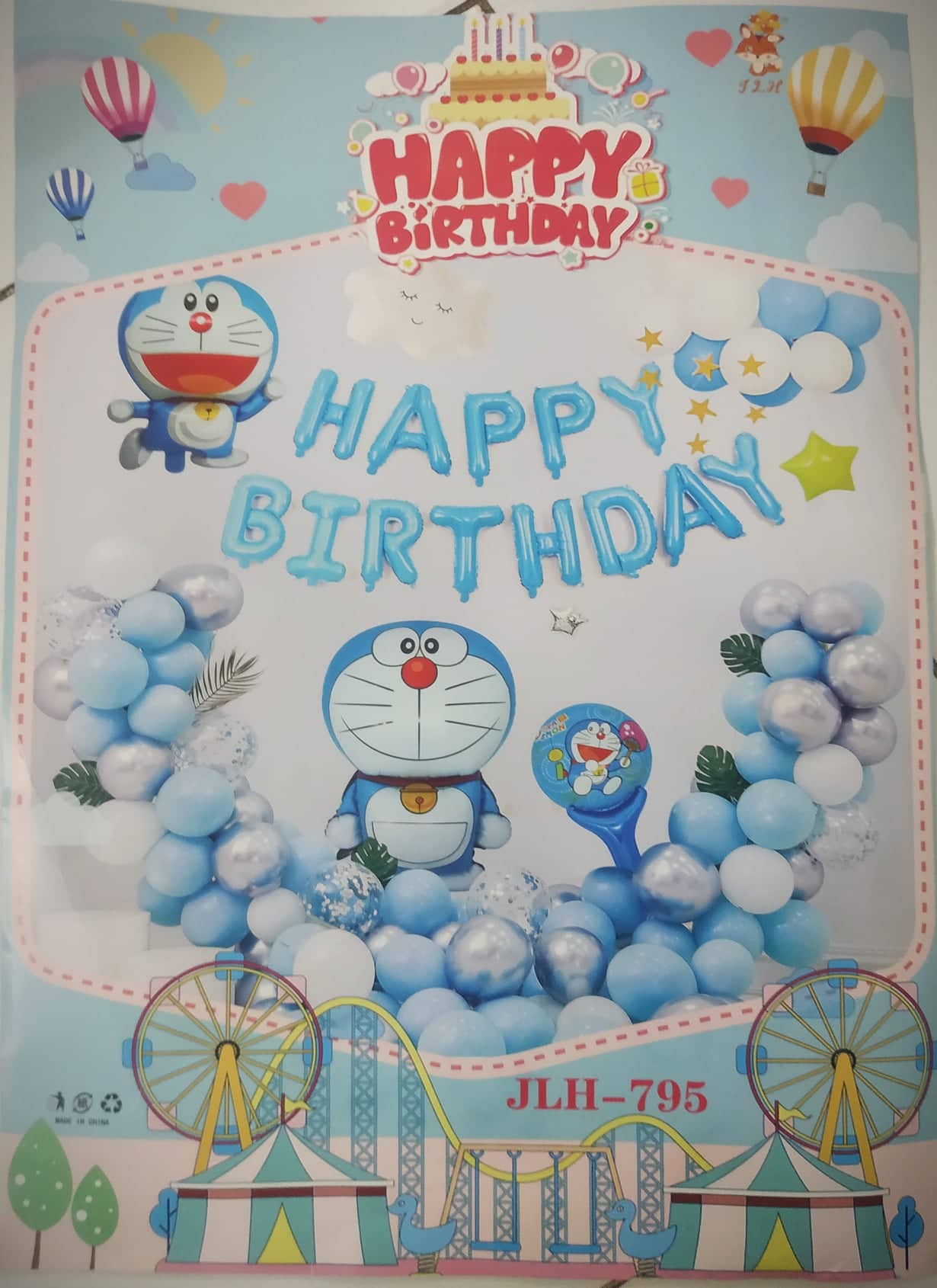 Set bong bóng trang trí sinh nhật, sự kiện cho bé chủ đề Mèo máy Doraemon