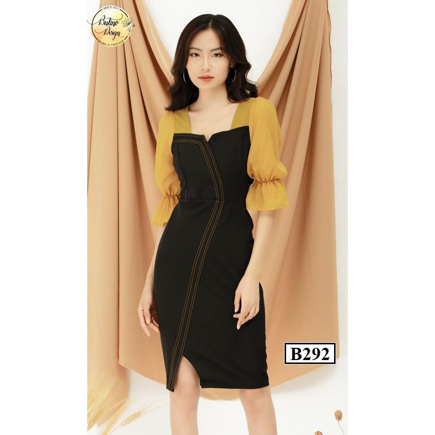 Váy đầm body B292 đen vàng thời trang nữ hàng thiết kế Cao Cấp