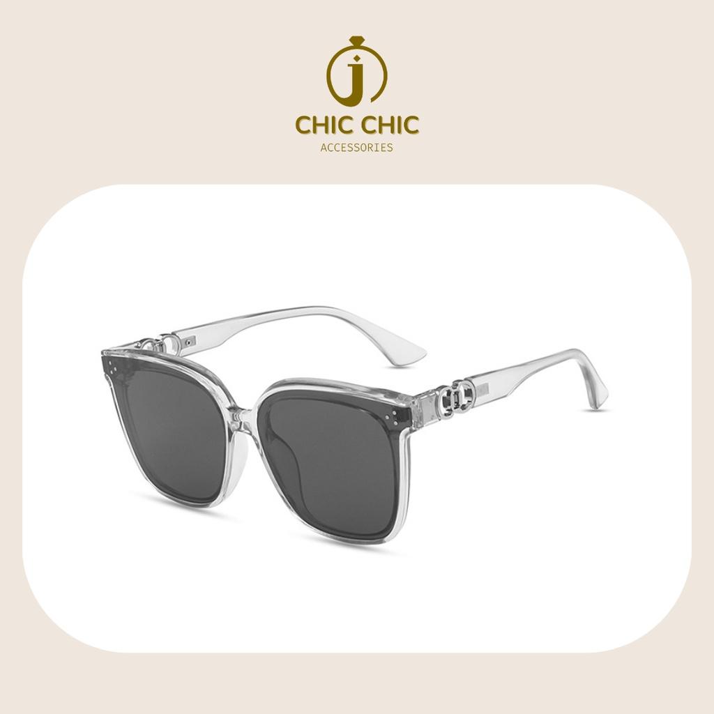 Mắt Kính Mát Nữ Vuông Lớn Màu Xám Hàn Quốc | Mắt Kính Chic Chic D31