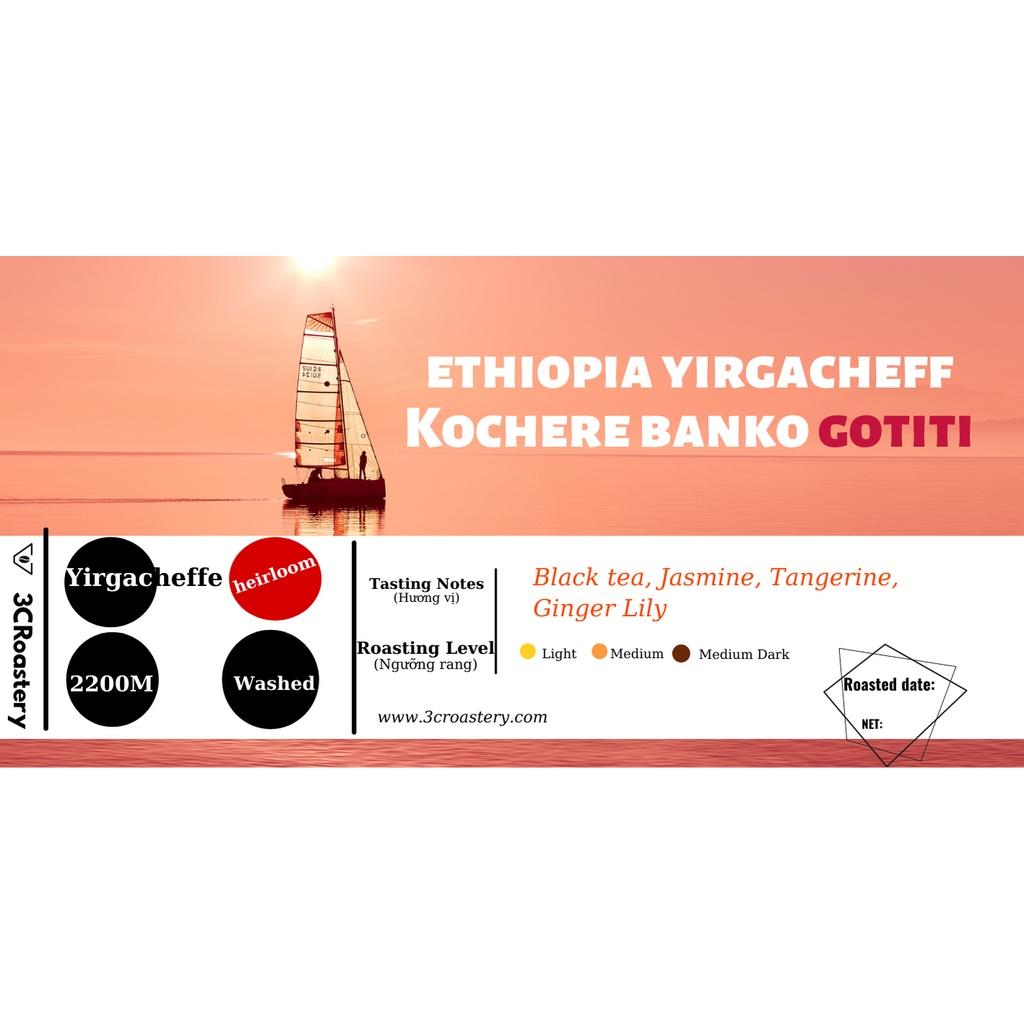 Cà phê Arabica nhập khẩu - Vùng trồng Ethiopia Yirgacheffe - 3C Roastery - phù hợp pha v60, cold brew 100g