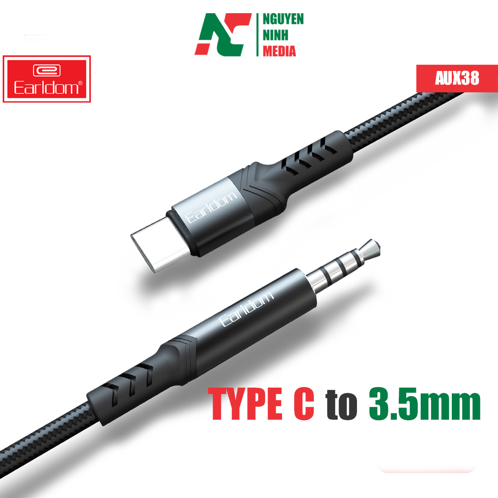 Cáp Chuyển Âm Thanh Cổng Type C Ra Cổng 3.5mm Dài 1m Earldom AUX38 - Hàng Chính Hãng