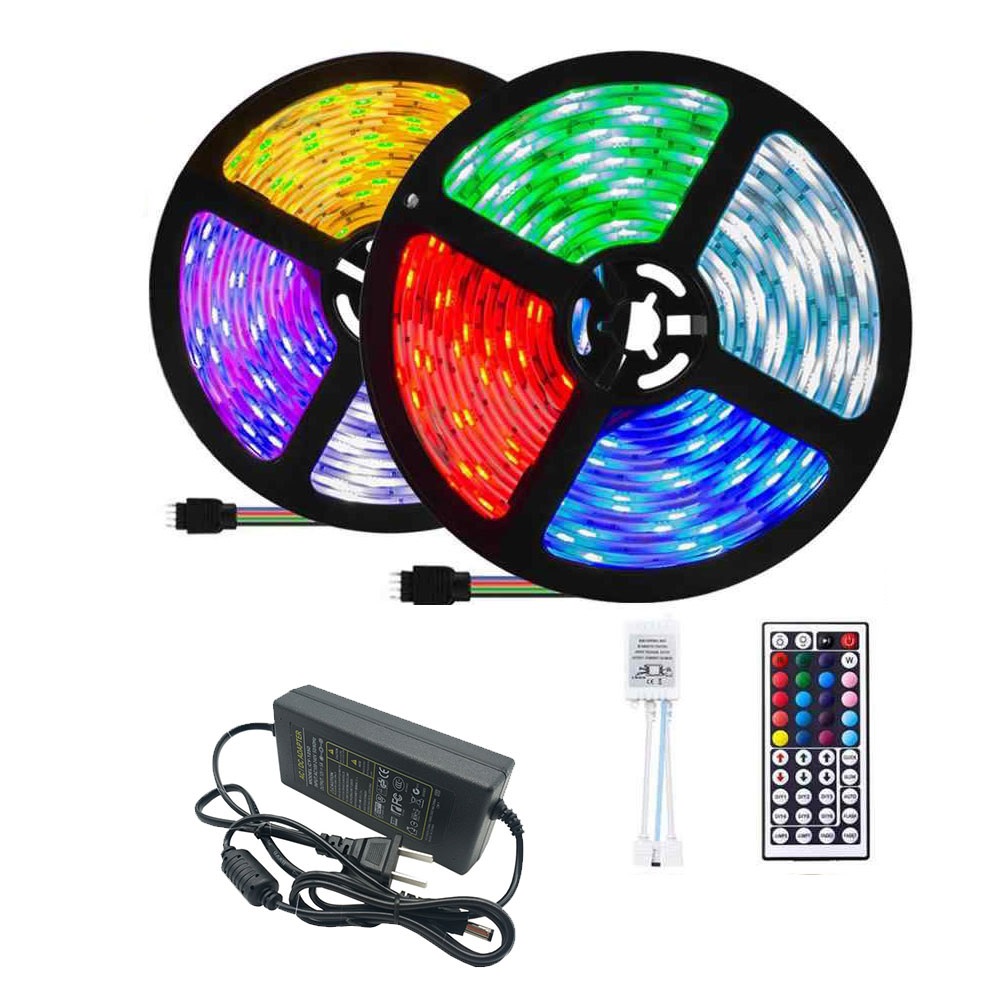 Combo 10M Dây Đèn Led Trang Trí Rgb Kèm Nguồn Và Remote - 5050 25 Màu - Có Chống Nước