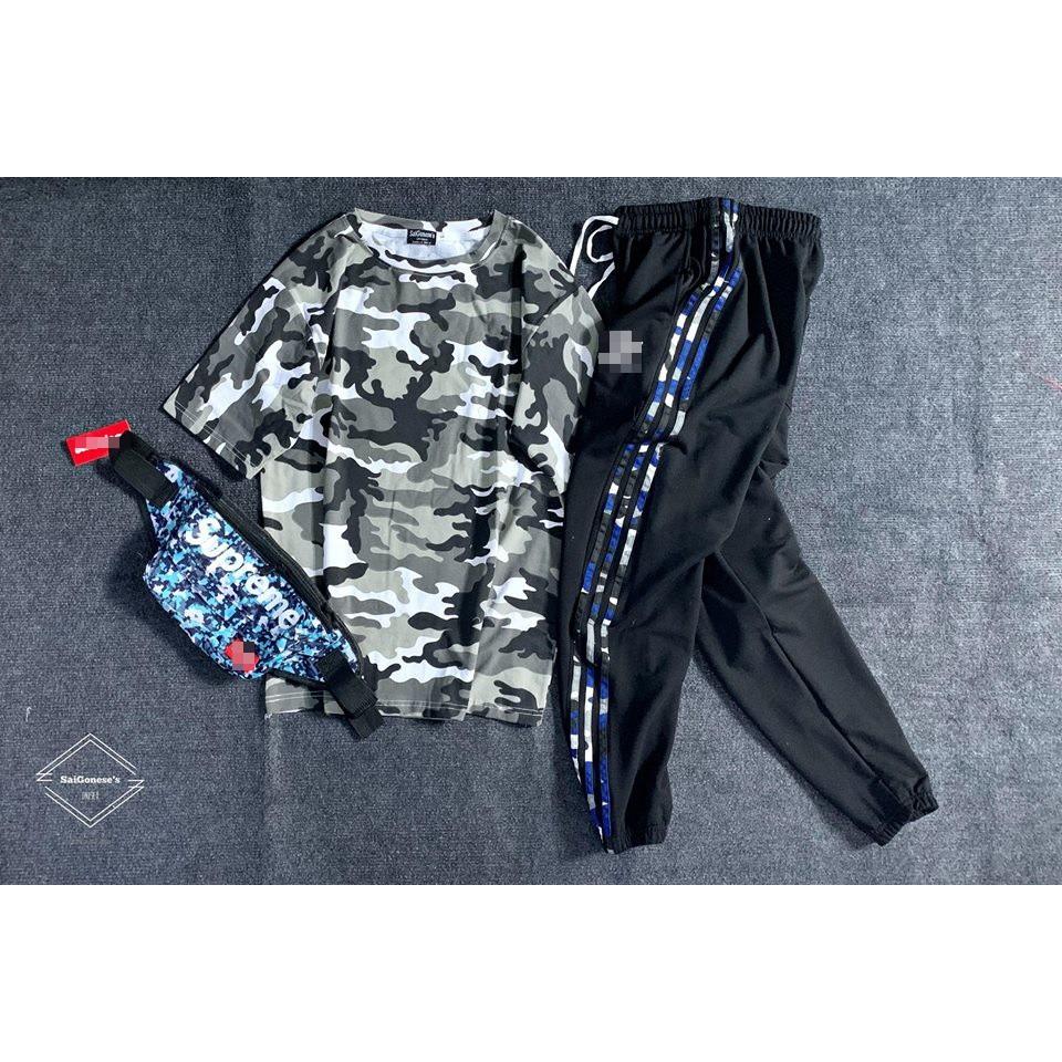 Quần jogger thun thể thao sọc camo cực chất