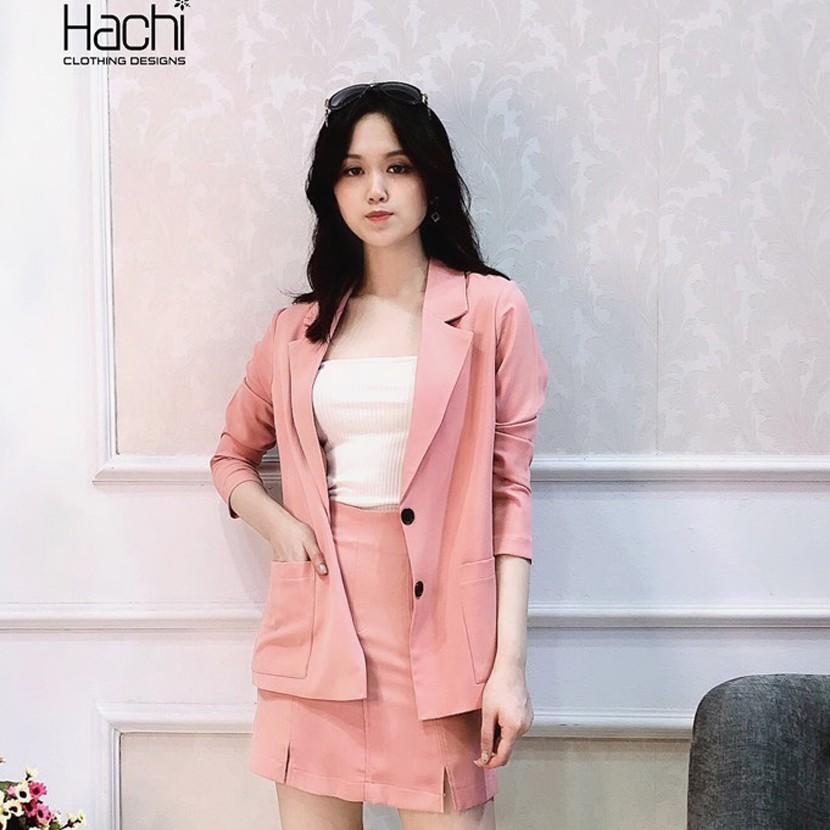 Sét Áo khoác blazer và chân váy tuýt si Hàn, Bộ Blazer 4 màu hàng Thiết kế Hachidesigns