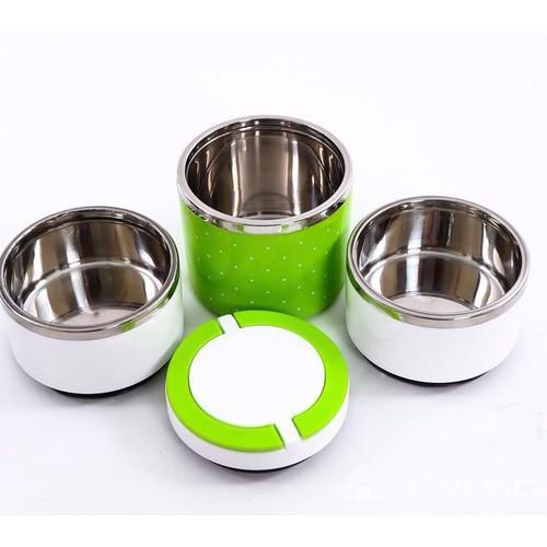 Camen chấm bi 3 ngăn inox loại tốt, Camen 3 ngăn giữ nhiệt, Hộp cơm giữ nhiệt 3 ngăn