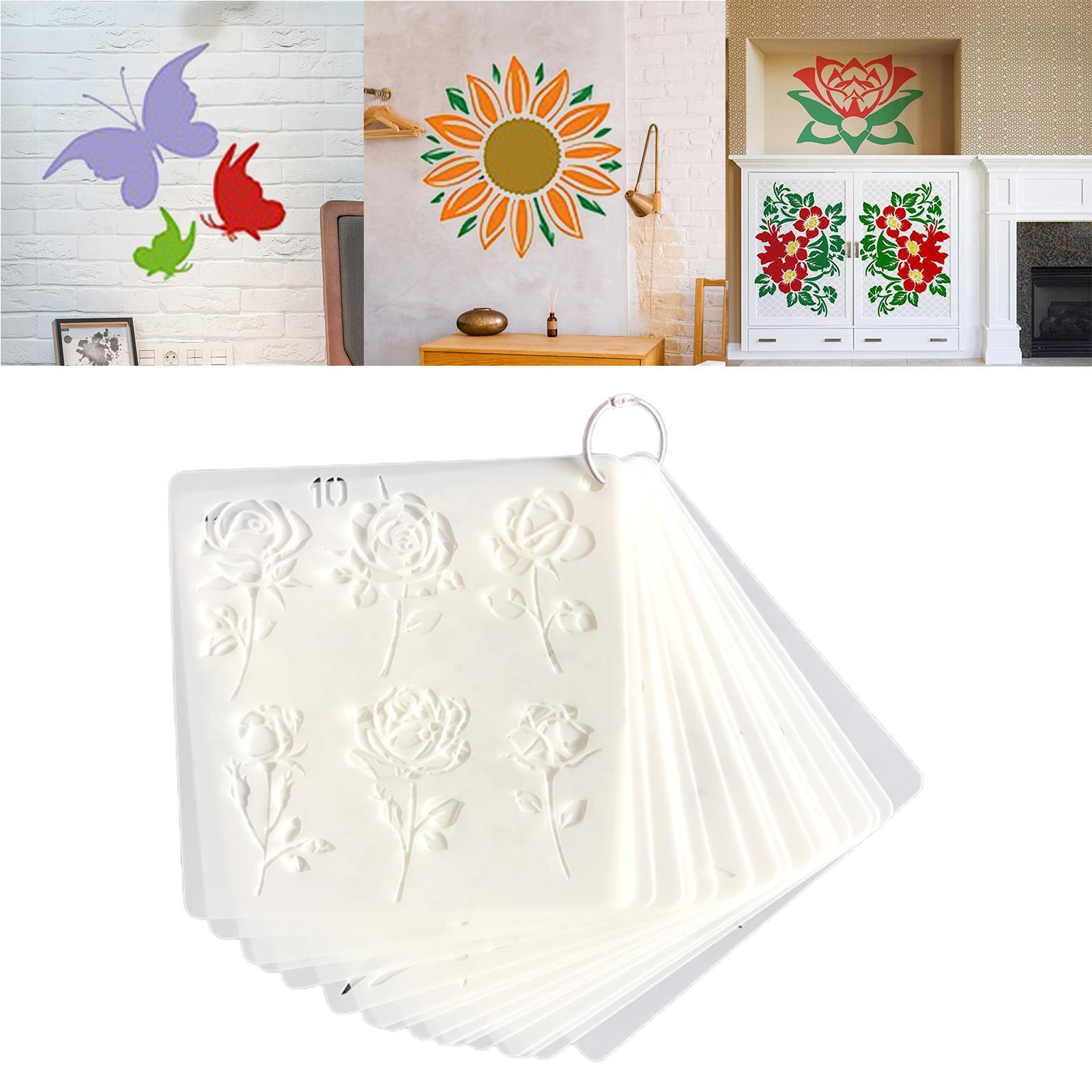 20Pcs Flower Painting Stencils DIY Durable Art Crafts for Tile Floor