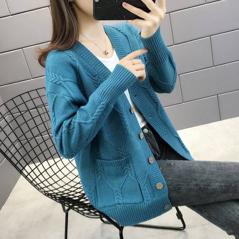 Áo khoác len nữ cardigan dáng nhỡ bigsize from rộng có túi Chất len dày dặn không xù lông