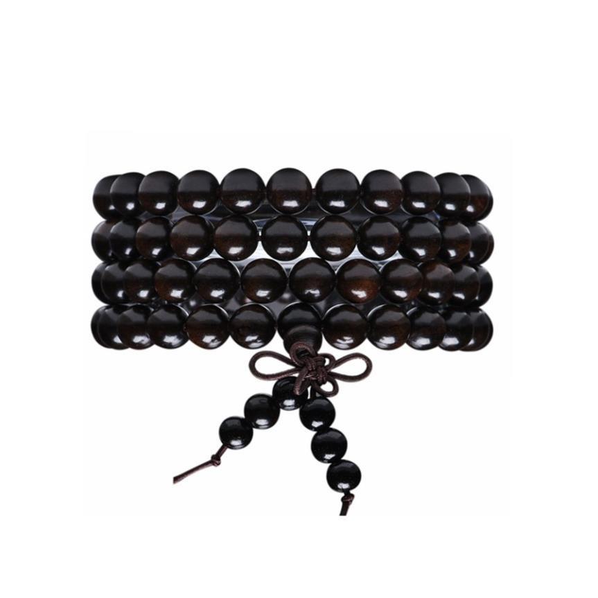 Vòng tay nam nữ 108 hạt hình trụ gỗ mun 6-8 ly các loại