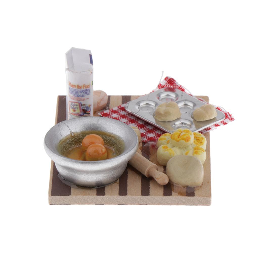 Miniature Rolling Pin Set 1:12 Dollhouse Accessories Kitchen for Children Doll Pretend Play Toy
