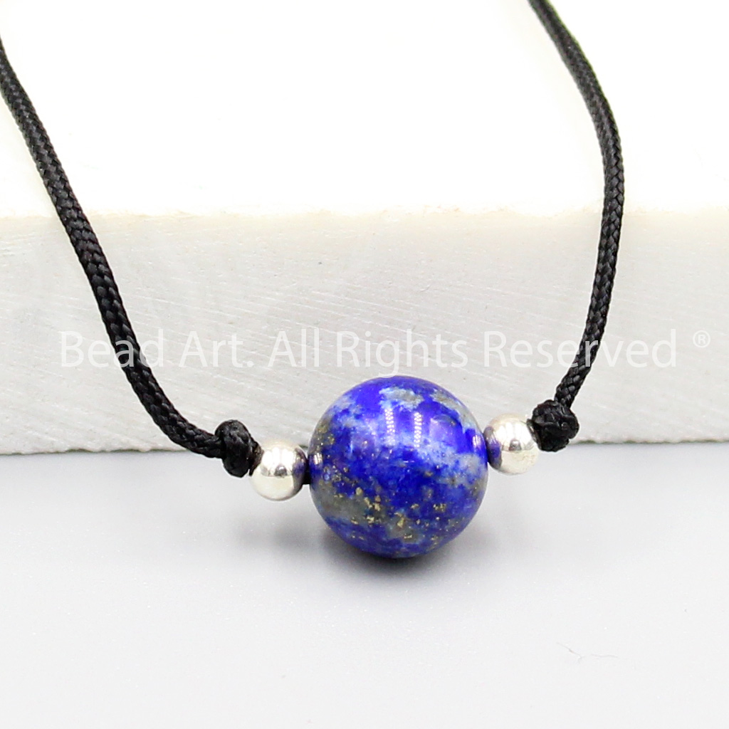 Vòng Cổ 8MM Đá Lapis Lazuli Thiên Nhiên Xanh Dương Loại A, Dây Chuyền, Trang Sức Phong Thuỷ, Mệnh Thuỷ, Mộc - Bead Art