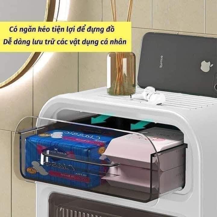 Hộp Đựng Giấy Vệ Sinh 2 Tầng Dán Tường Chống Thấm Nước Có Ngăn Kéo Để Đồ Và Kệ Để Điện Thoại Tiện Lợi