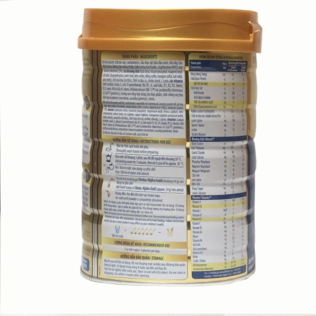 Sữa bột Vinamilk Dielac Alpha Gold 4 lon 850g (cho trẻ từ 2- 6 tuổi)