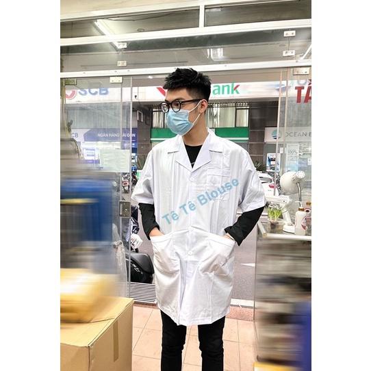 Áo Blouse Dài Ngang Gối, Cộc Tay Nam Nữ, Áo Choàng Bác Sĩ, Phòng Thí Nghiệm, Thẩm Mỹ Viện, Vải Kaki dày và Thô