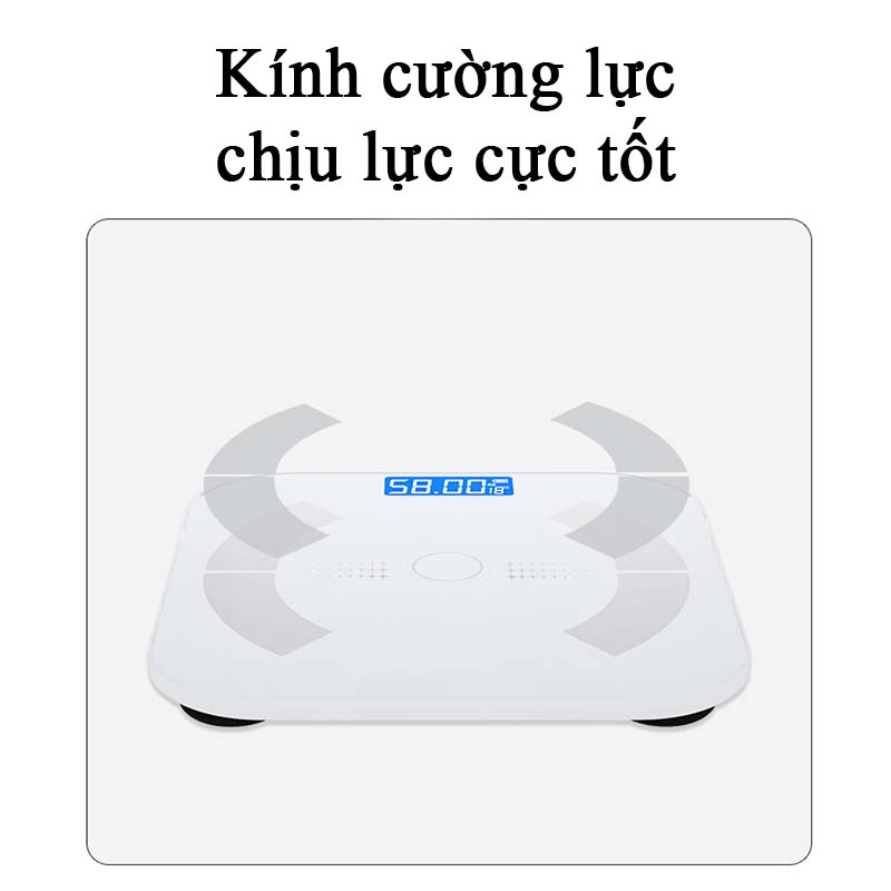 Cân Điện Tử Sức Khỏe Mini Kết Nối Bluetooth Đo 27 Chỉ Số Cơ Thể Phân Tích Lượng Mỡ Có App Theo Dõi Cân Nặng Cân Y Tế Gia Đình Thông Minh Kính Cường Lực Tải Trọng 180kg Màn Hình Led Công Nghệ Hiện Đại Độ Chính Xác Cao Sạc USB