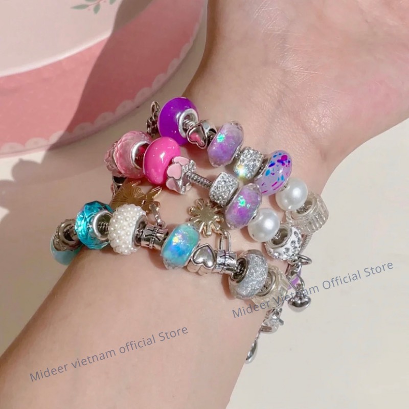 Đồ chơi tự kết vòng tay kèm charm lắc tay Mideer Girls Power Lacing Beads Fantastic Garden Hộp quà tặng