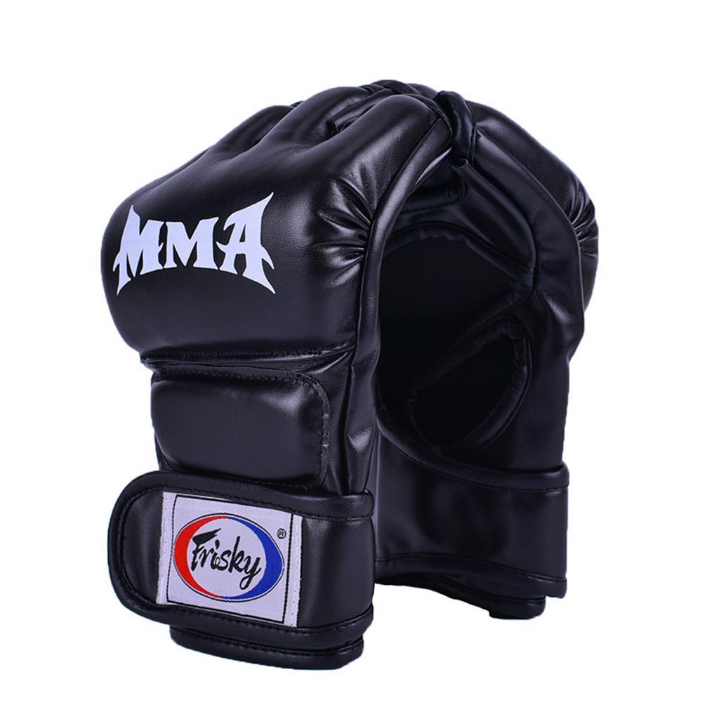 Boxing Training Gloves Taekwondo MMA Punching Martial Half Finger Mitts Black