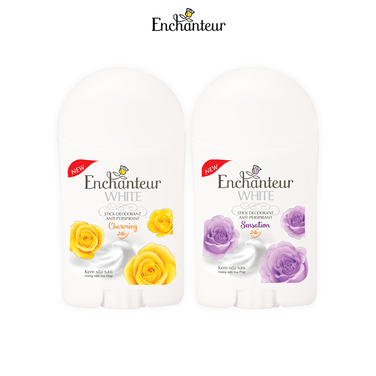 Combo 2 Sáp khử mùi trắng da Enchanteur Charming &amp;amp; Sensation 40g/chai