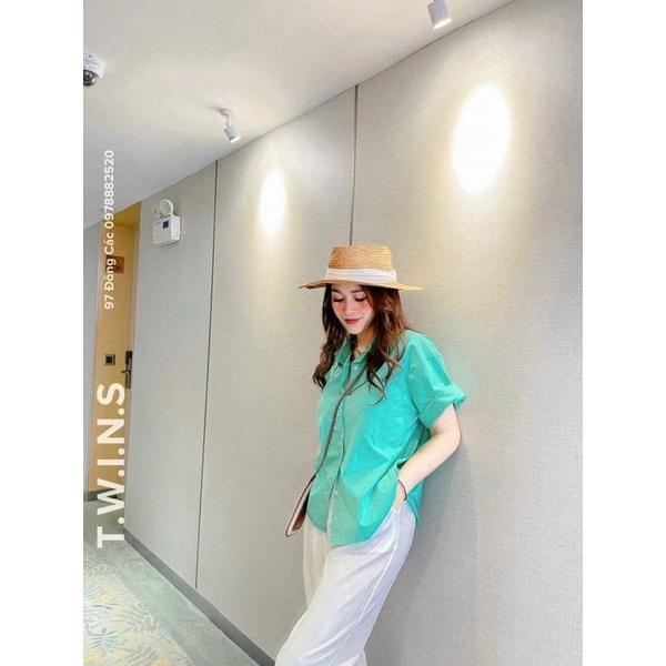 Set bộ đồ nữ áo xanh quần trắng siêu xinh thời trang 193