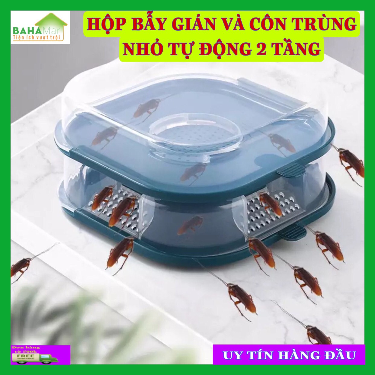 HỘP BẪY GIÁN VÀ CÔN TRÙNG NHỎ TỰ ĐỘNG 2 TẦNG "BAHAMAR" Thiết Kế cửa để gián sẽ đi qua cửa sập không quay ra được và được bị mắc kẹt.