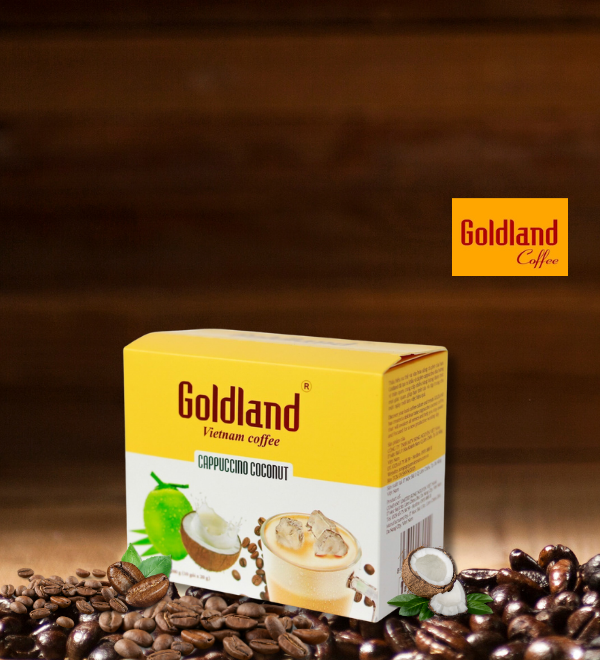 Cà phê Cappuccino Dừa Goldland Hộp 200g / Cà phê Song Nguyên