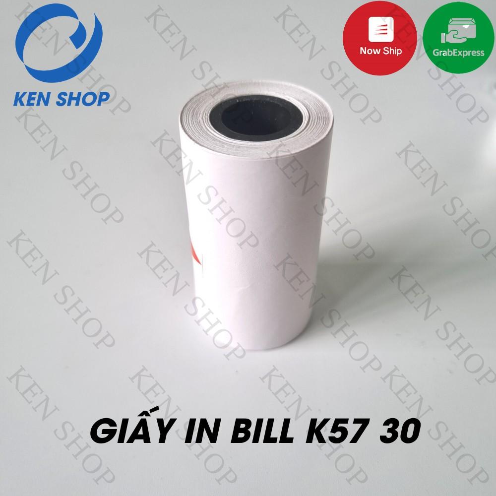 Giấy In Bill K57-30mm, Giấy in Nhiệt cho máy in bill cầm tay, máy pos cầm tay, máy quẹt thẻ.