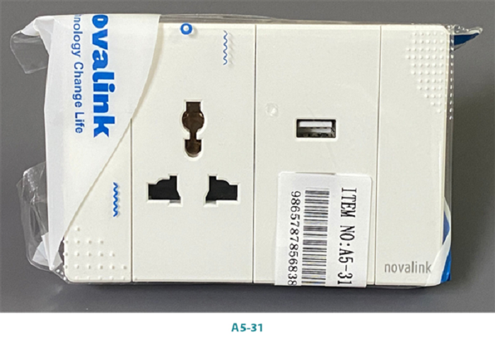 Bộ Mặt 1 ổ cắm 3 chấu đa năng 2 USB sạc Type A khung nhôm cao cấp, hình chữ nhật màu trắng điện áp 220V-250V, ổ cắm dùng trong nhà, ổ cắm kèm cổng sạc usb