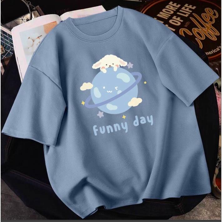 Áo phông, áo thun nam nữ form rộng tay lỡ Unisex FUNNY DAY Từ 50-70kg