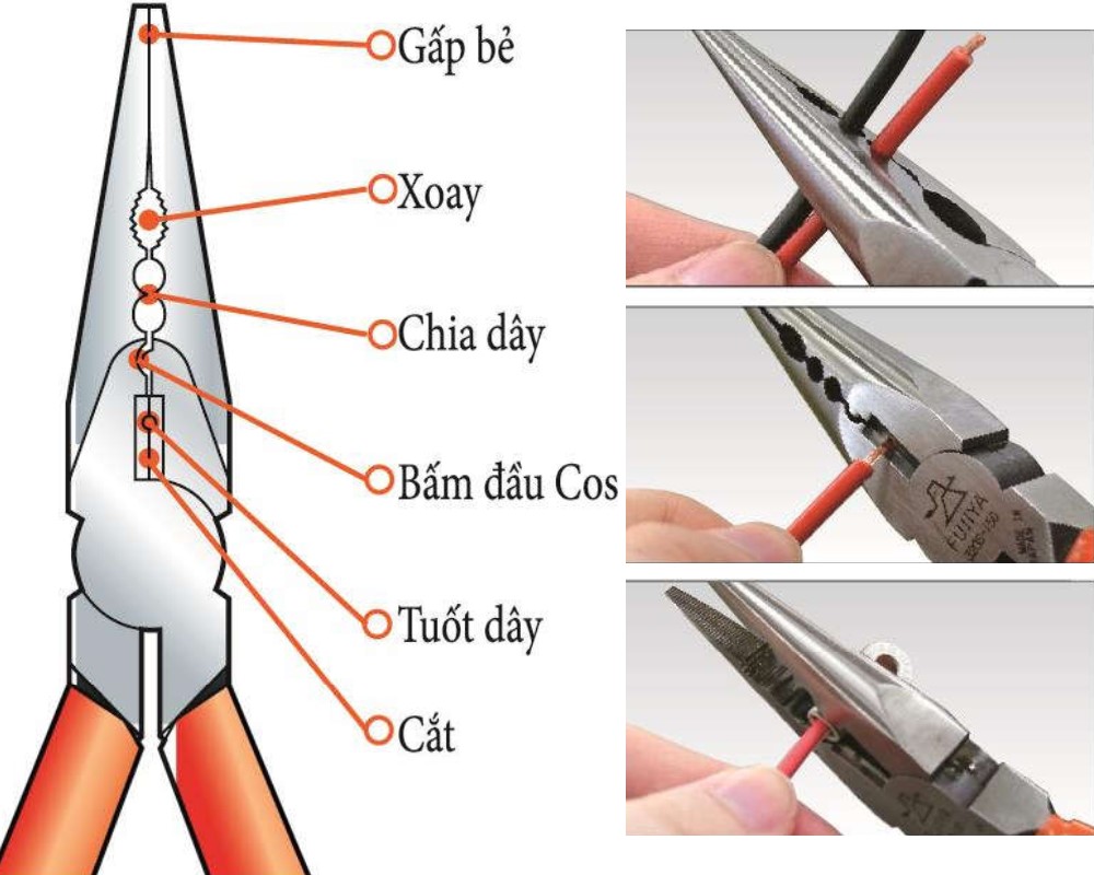 Kìm nhọn đa năng 6inch /150mm Fujiya AMR-150S Công nghệ Nhật Bản