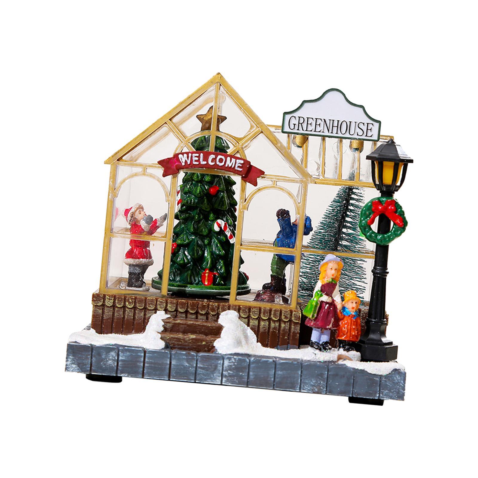 Christmas Scene Lighted House Miniature Decoration Musical for Shop Window