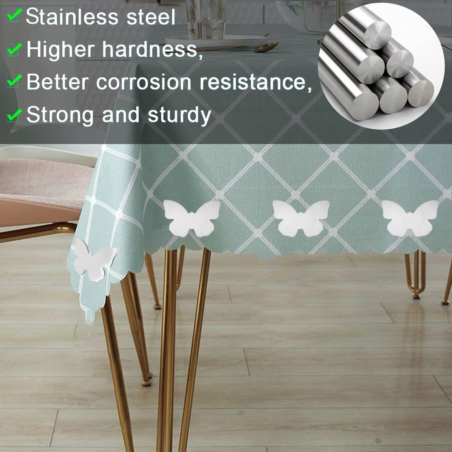 8 Đặt kẹp khăn trải bàn bằng thép không gỉ, giá đỡ khăn trải bàn, nam châm khiếu nại, trọng lượng khăn trải bàn, họa tiết khăn trải bàn, khăn trải bàn, clip khăn trải bàn