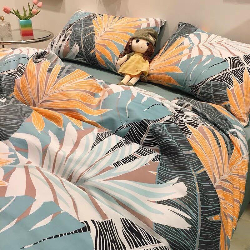 Bộ Chăn Ga Gối Cotton Living 100%cotton Hàng Nhập Khẩu Cao Cấp 4 Món Hoa Mùa Hè Vintage