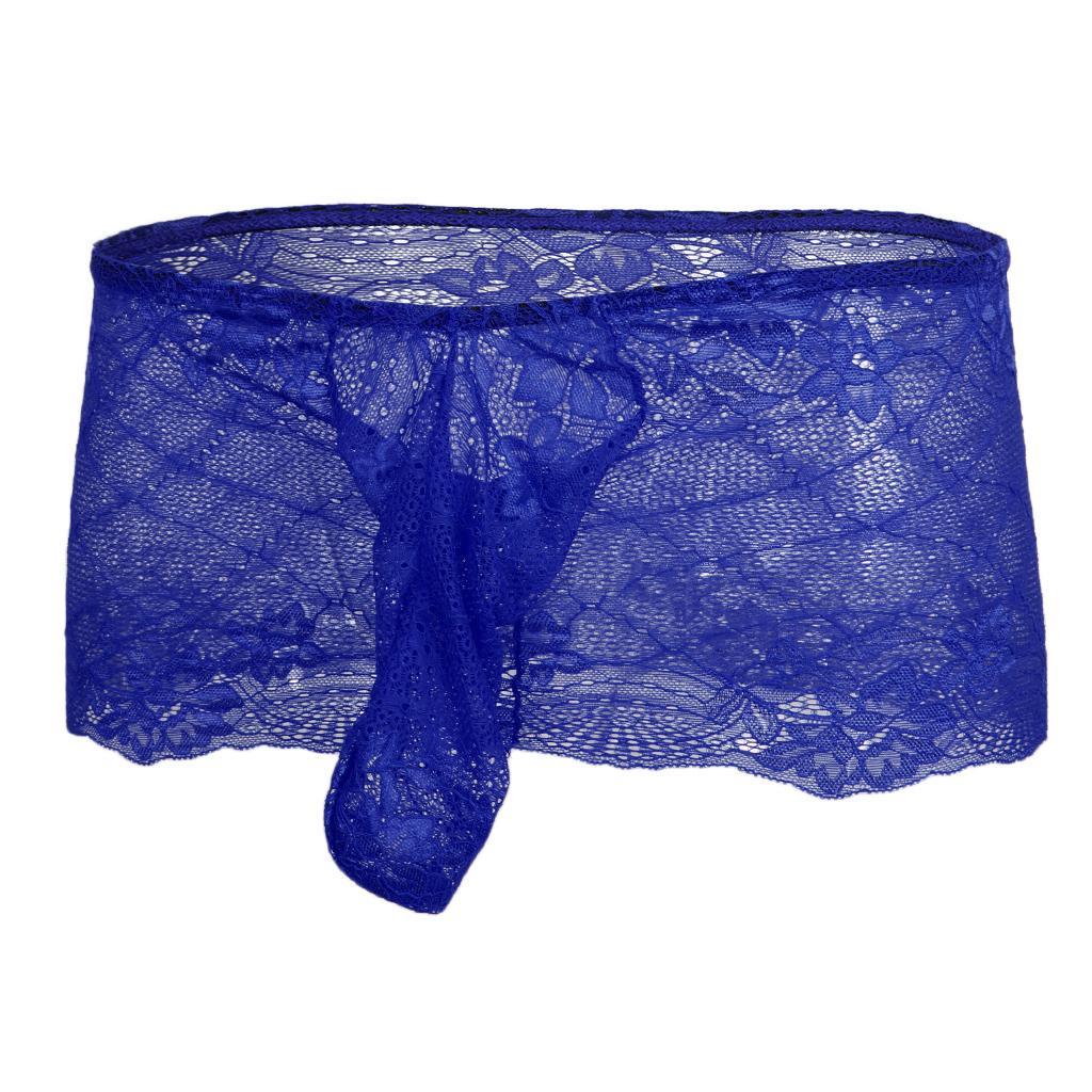 2-3pack Men's Lace Floral Sissy Pouch Panties Girlie Skirted Mesh Thong