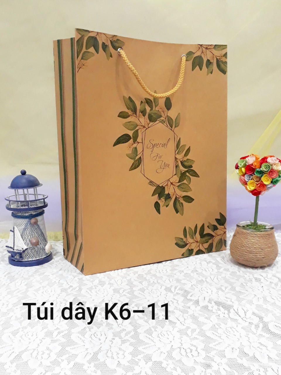 SÉT 5 TÚI GIẤY ĐỰNG QUÀ CAO CẤP ( TÚI GIẤY KRAFT) SIE 27X20X9CM