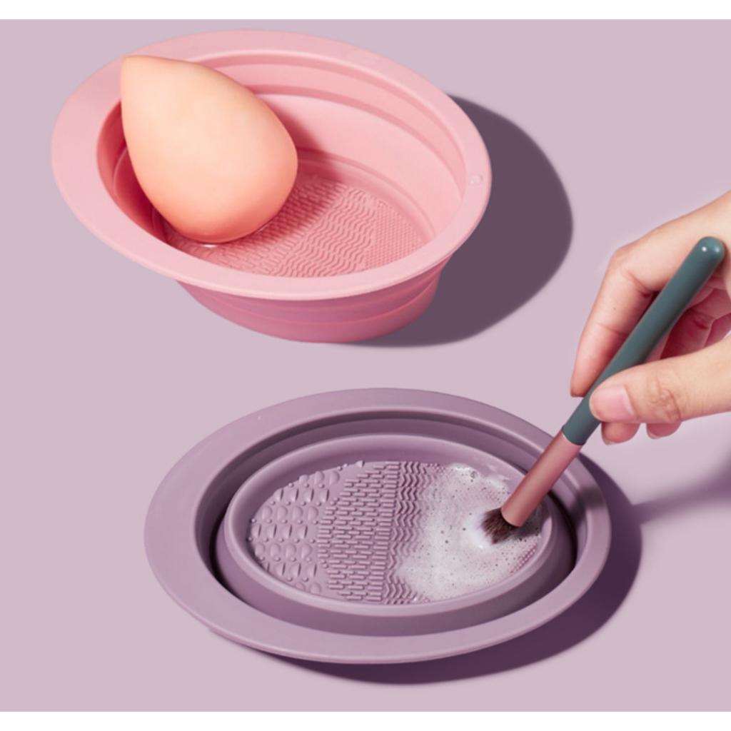 Chén silicon giặt cọ rửa mút trang điểm GECOMO có thể gấp gọn tiện lợi dành cho makeup - Hity Beauty
