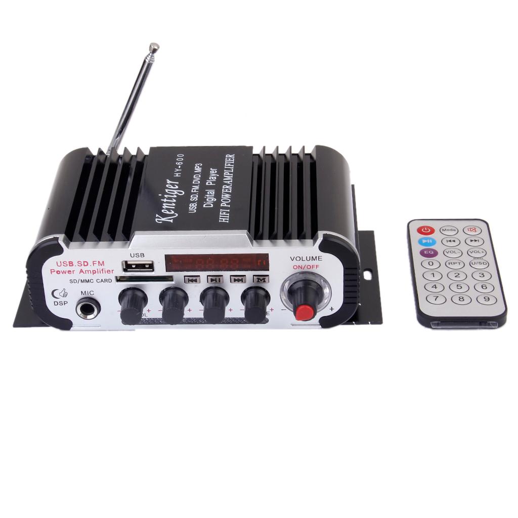 12V Hi-Fi MP3 Power Amplifier with USB MEMORY CARD Port FM Remote for Microphone