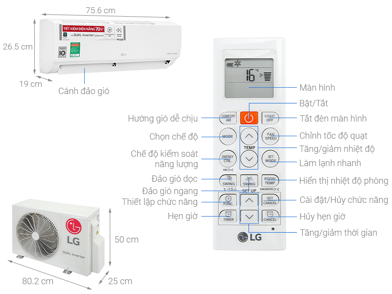 Máy lạnh LG Inverter 1.0 Hp V10WIN- hàng chính hãng