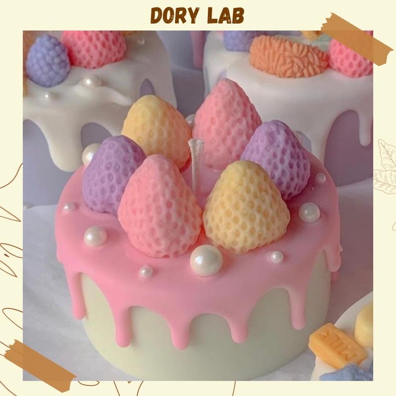 Nến Thơm Handmade Bánh Kem Dâu Tây Ngũ Sắc Mix Topping, Quà Tặng Độc Đáo - Dory Lab